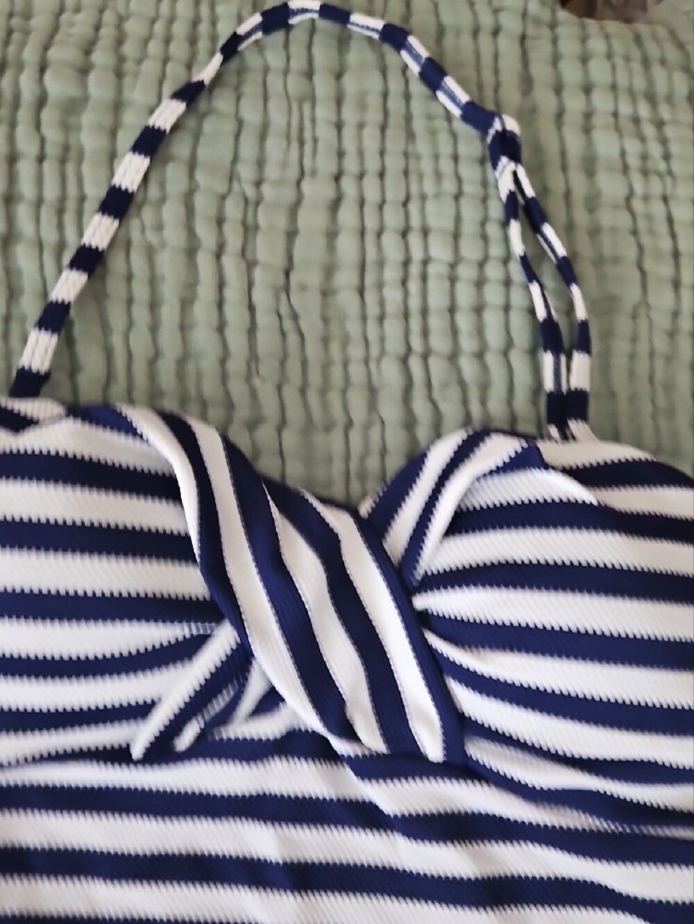 Fat Face Navy and White Striped Bandeau Tankini Set - Picture 3 of 5